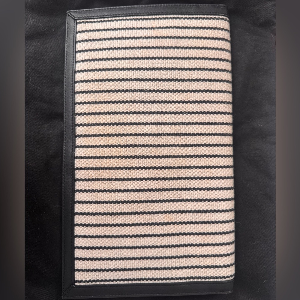 Yves Saint Laurent Uptown Striped Canvas Pouch Clutch Bag - Picture 4 of 5